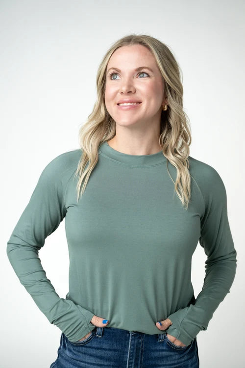 PREORDER  Michelle Mae | Blair Long Sleeve Top | Dusty Jade