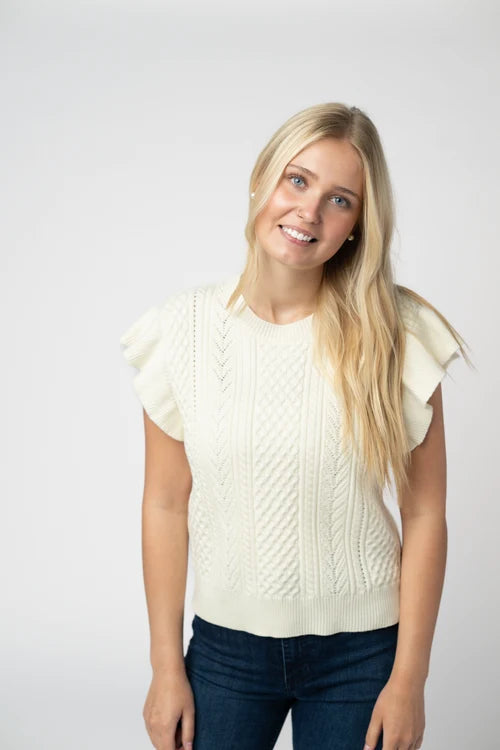 PREORDER  Michelle Mae | Felicity Flutter Sleeve Sweater Top