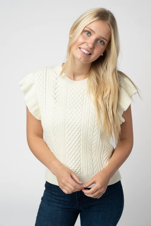 PREORDER  Michelle Mae | Felicity Flutter Sleeve Sweater Top