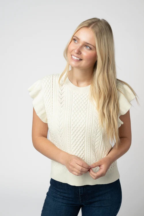 PREORDER  Michelle Mae | Felicity Flutter Sleeve Sweater Top