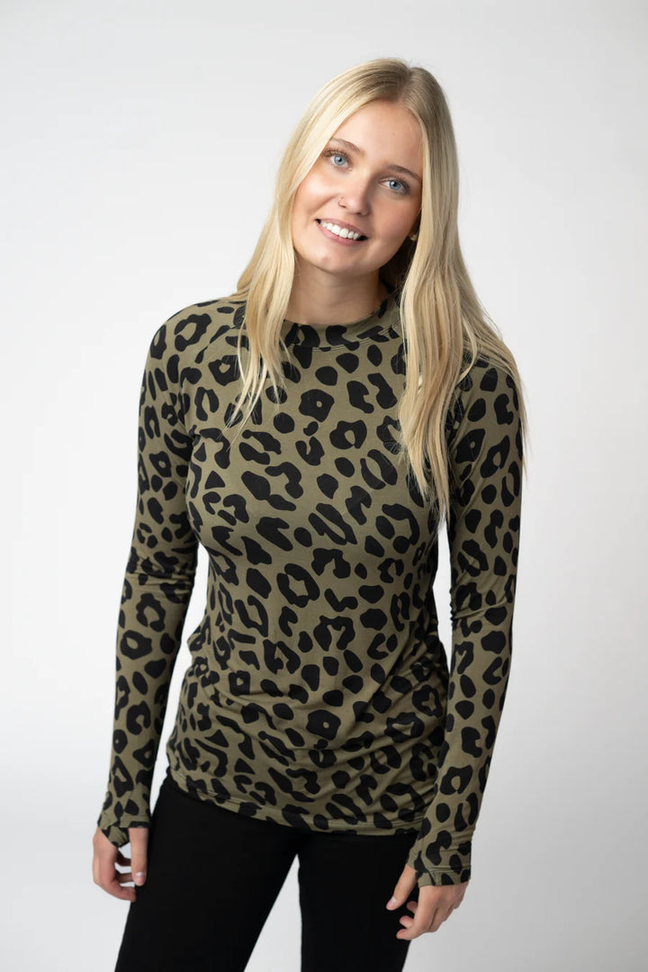 PREORDER  Michelle Mae | Blair Long Sleeve Top | Olive Animal Print