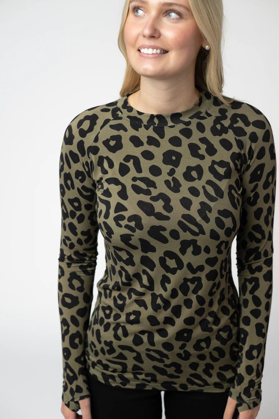 PREORDER  Michelle Mae | Blair Long Sleeve Top | Olive Animal Print