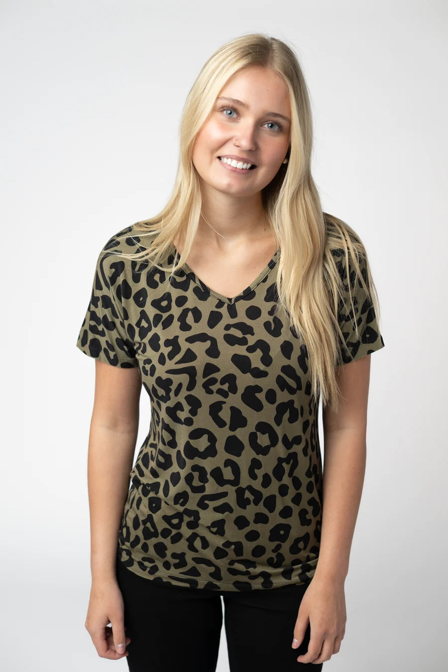 PREORDER  Michelle Mae | Chloe Cozy Tee | Olive Animal Print
