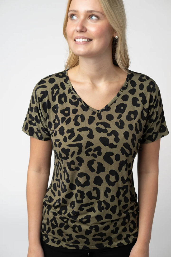 PREORDER  Michelle Mae | Chloe Cozy Tee | Olive Animal Print