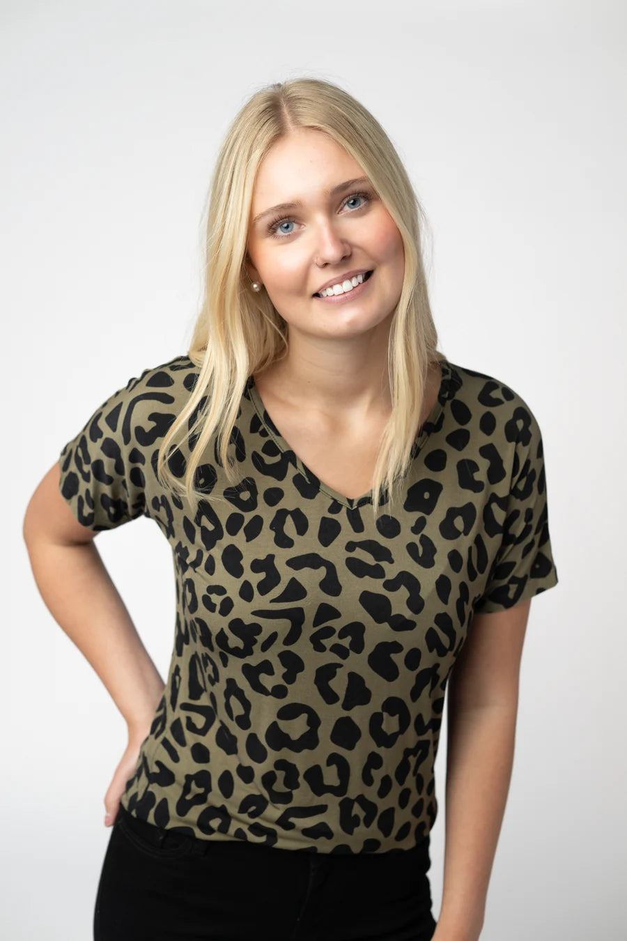 PREORDER  Michelle Mae | Chloe Cozy Tee | Olive Animal Print