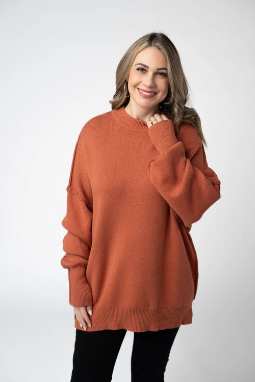 PREORDER  Michelle Mae | Aurora Cozy Sweater | Pumpkin - ETA MID AUG