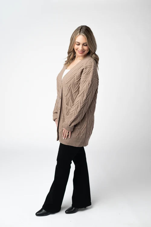 PREORDER  Michelle Mae | Brooks Button Sweater Cardigan | Mocha - ETA MID AUG