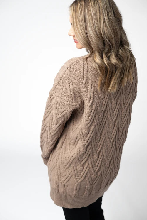 PREORDER  Michelle Mae | Brooks Button Sweater Cardigan | Mocha - ETA MID AUG