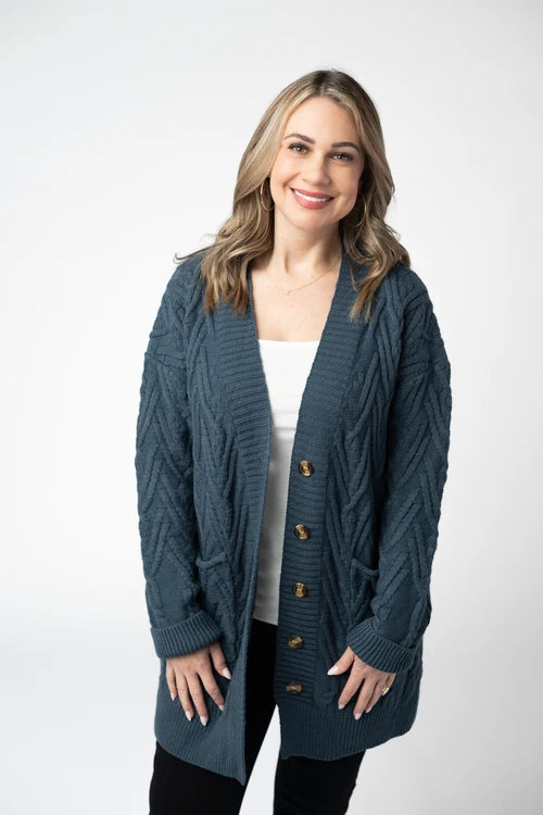 PREORDER  Michelle Mae | Brooks Button Sweater Cardigan | Navy - ETA MID AUG