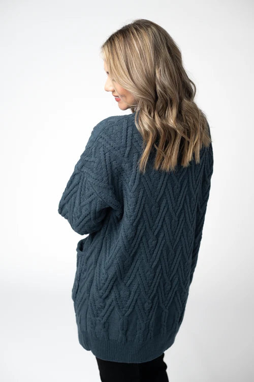 PREORDER  Michelle Mae | Brooks Button Sweater Cardigan | Navy - ETA MID AUG