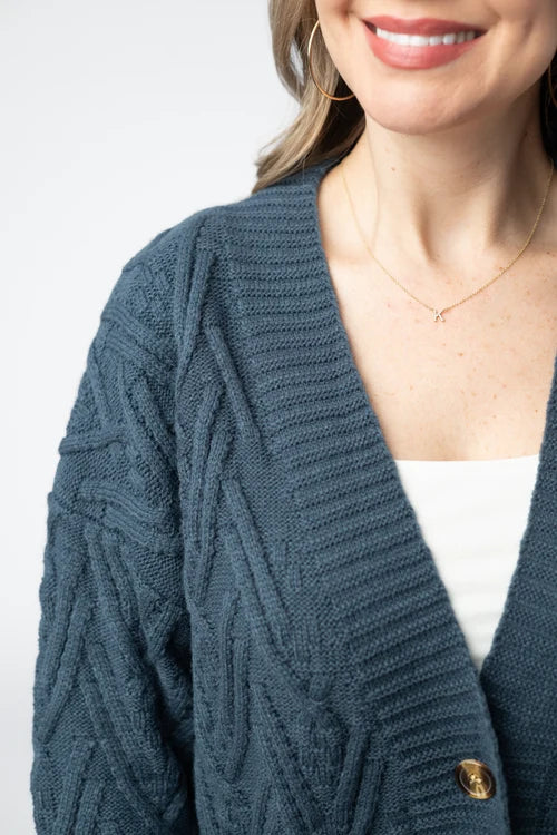 PREORDER  Michelle Mae | Brooks Button Sweater Cardigan | Navy - ETA MID AUG