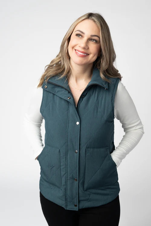 PREORDER  Michelle Mae | Remy Zip Up Vest | Teal - ETA MID SEP