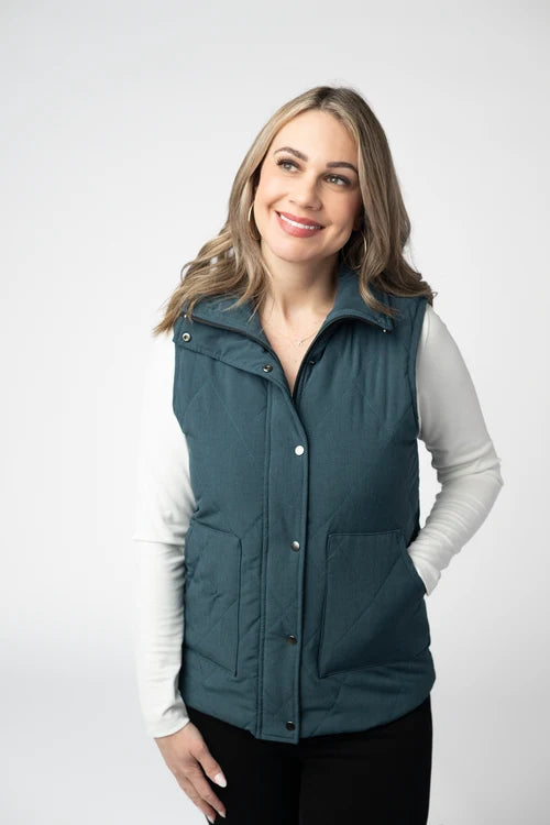 PREORDER  Michelle Mae | Remy Zip Up Vest | Teal - ETA MID SEP