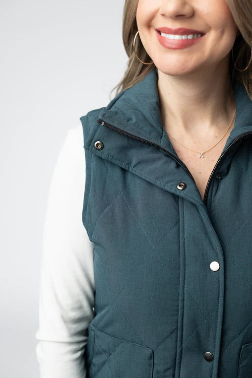 PREORDER  Michelle Mae | Remy Zip Up Vest | Teal - ETA MID SEP