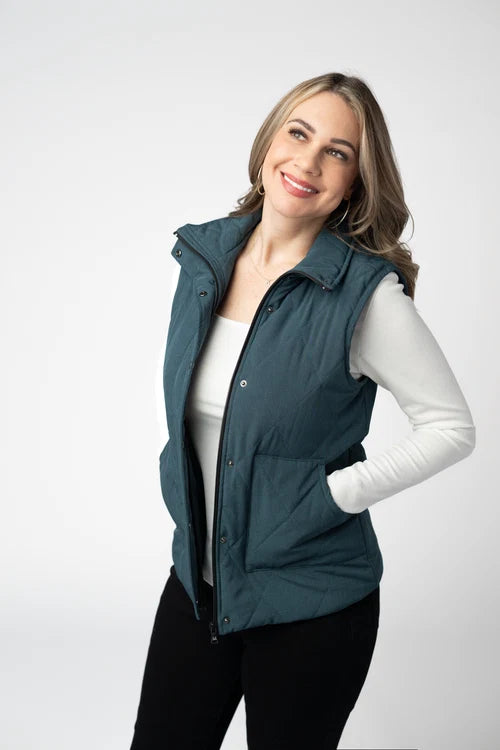 PREORDER  Michelle Mae | Remy Zip Up Vest | Teal - ETA MID SEP