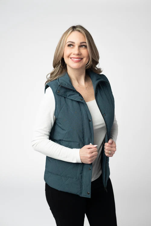 PREORDER  Michelle Mae | Remy Zip Up Vest | Teal - ETA MID SEP