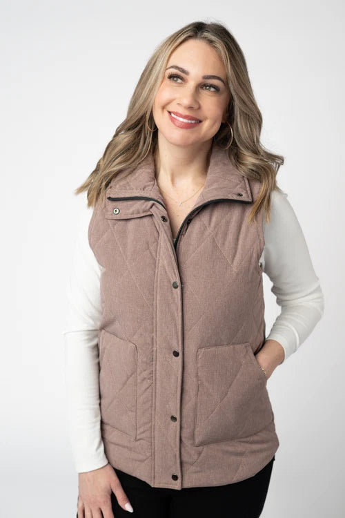 PREORDER  Michelle Mae | Remy Zip Up Vest | Chestnut - ETA MID SEP