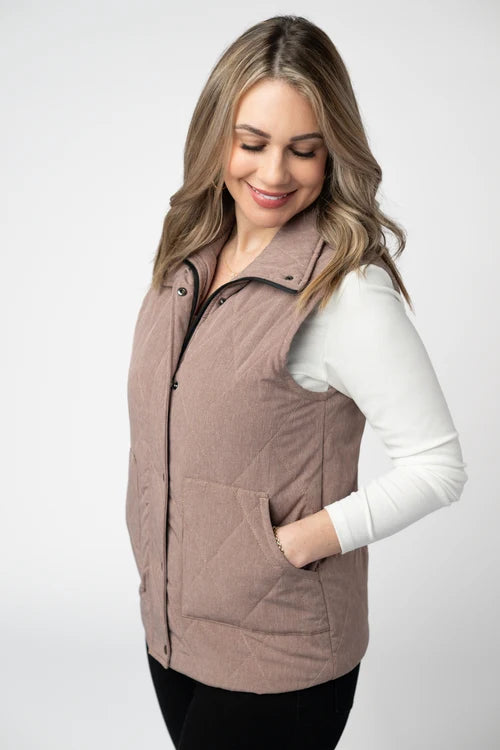 PREORDER  Michelle Mae | Remy Zip Up Vest | Chestnut - ETA MID SEP
