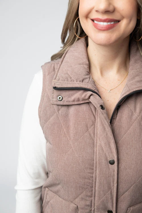 PREORDER  Michelle Mae | Remy Zip Up Vest | Chestnut - ETA MID SEP