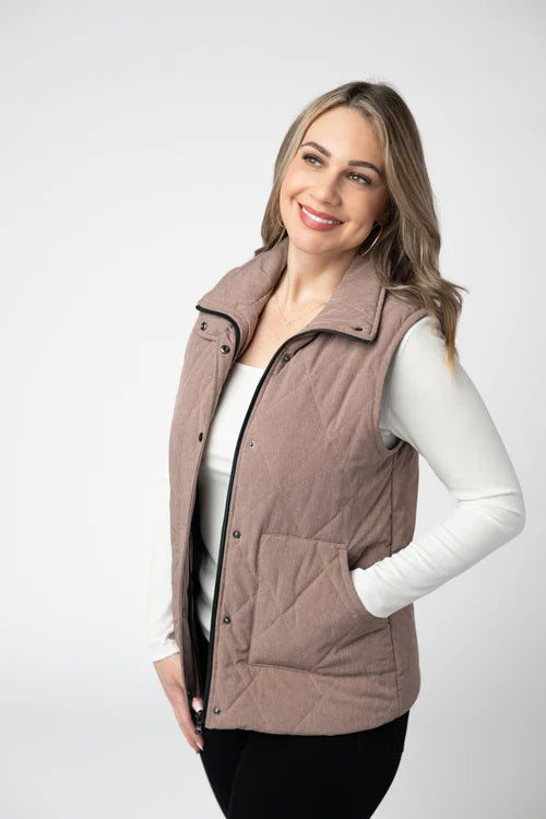 PREORDER  Michelle Mae | Remy Zip Up Vest | Chestnut - ETA MID SEP