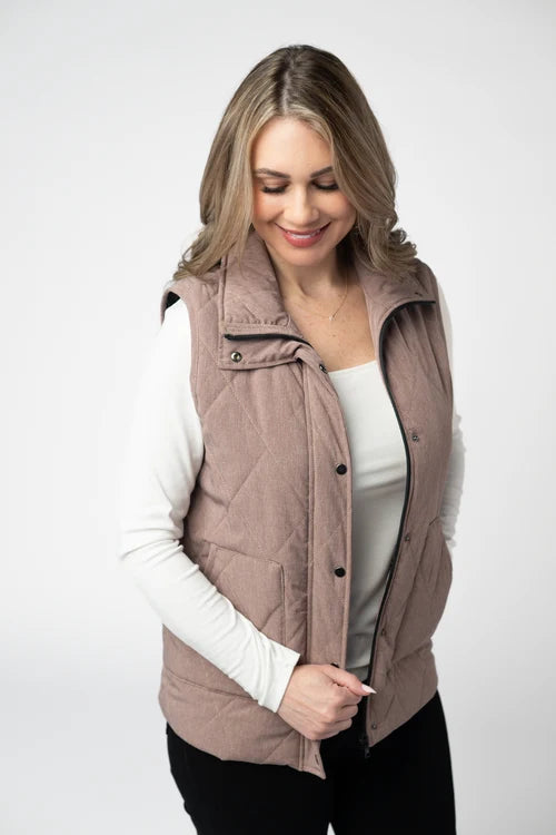PREORDER  Michelle Mae | Remy Zip Up Vest | Chestnut - ETA MID SEP
