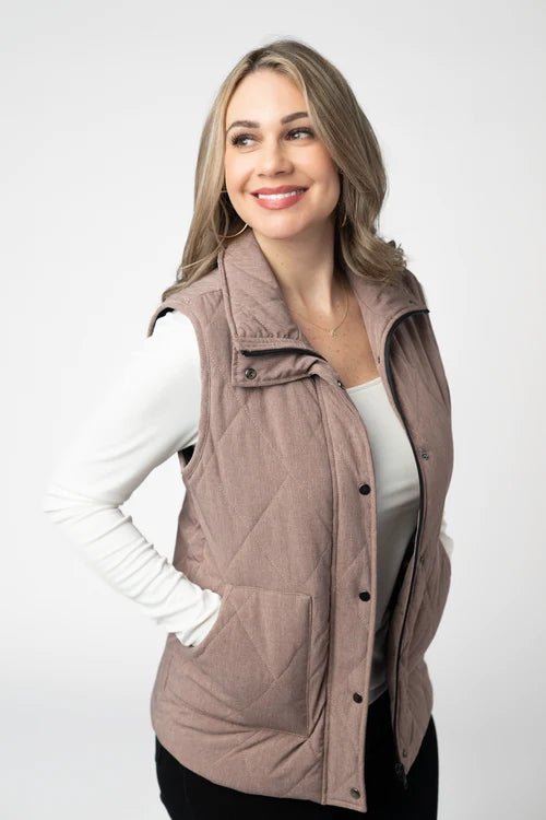 PREORDER  Michelle Mae | Remy Zip Up Vest | Chestnut - ETA MID SEP