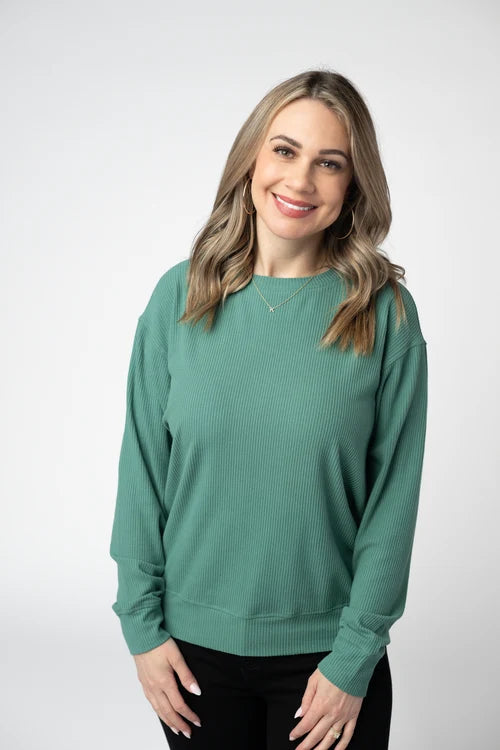 PREORDER  Michelle Mae | Corrine Ribbed Pullover | Fern
