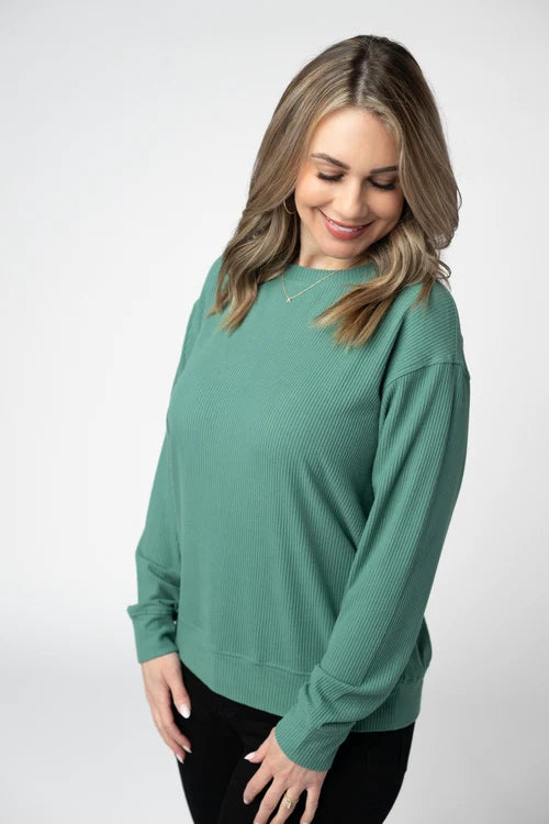 PREORDER  Michelle Mae | Corrine Ribbed Pullover | Fern