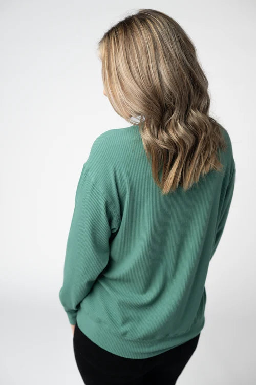 PREORDER  Michelle Mae | Corrine Ribbed Pullover | Fern