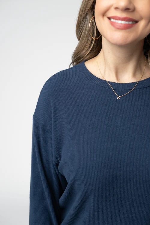 PREORDER  Michelle Mae | Corrine Ribbed Pullover | Navy - ETA END AUG