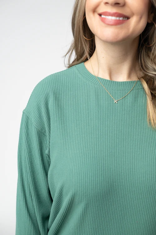PREORDER  Michelle Mae | Corrine Ribbed Pullover | Fern