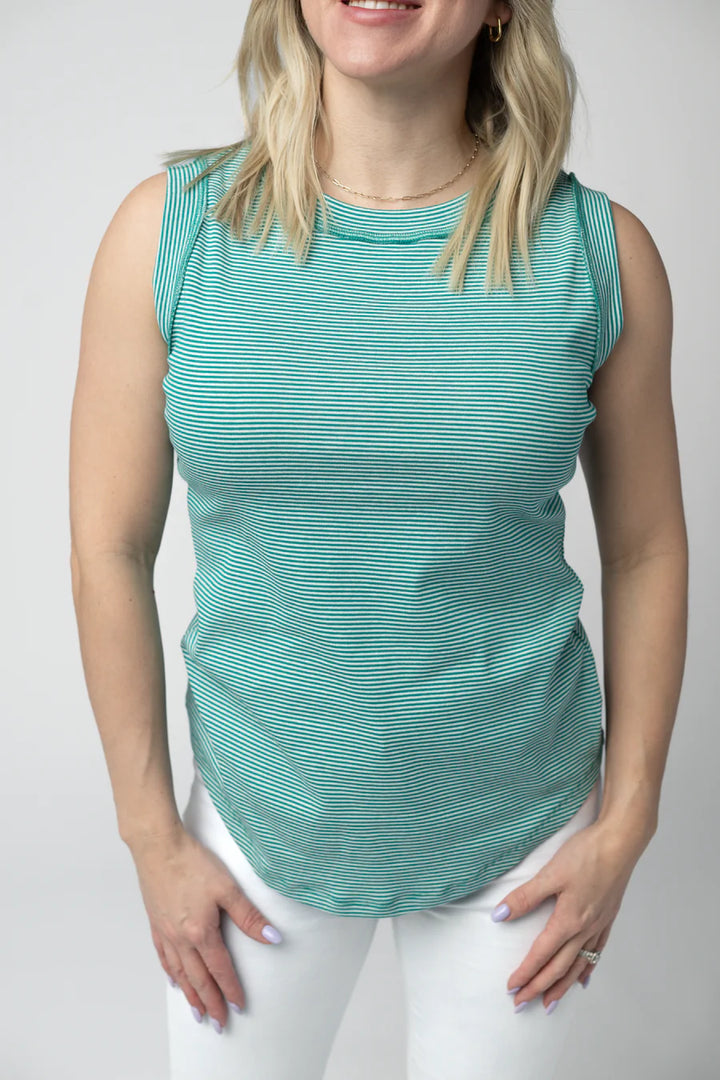 Michelle Mae | Morgan Micro Striped Tank | Jade