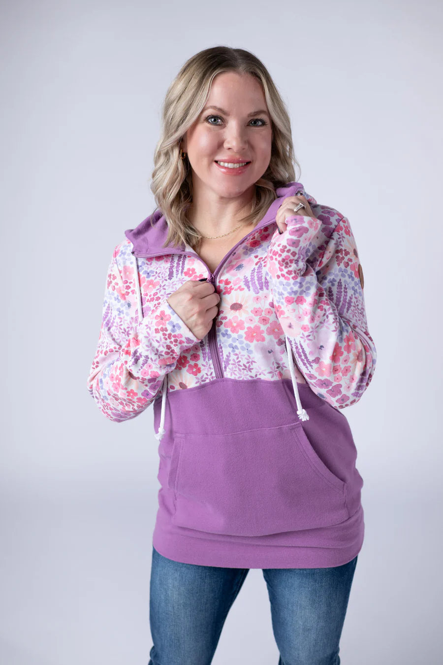 Michelle Mae | Classic HalfZip Hoodie | Coral Sunset Floral