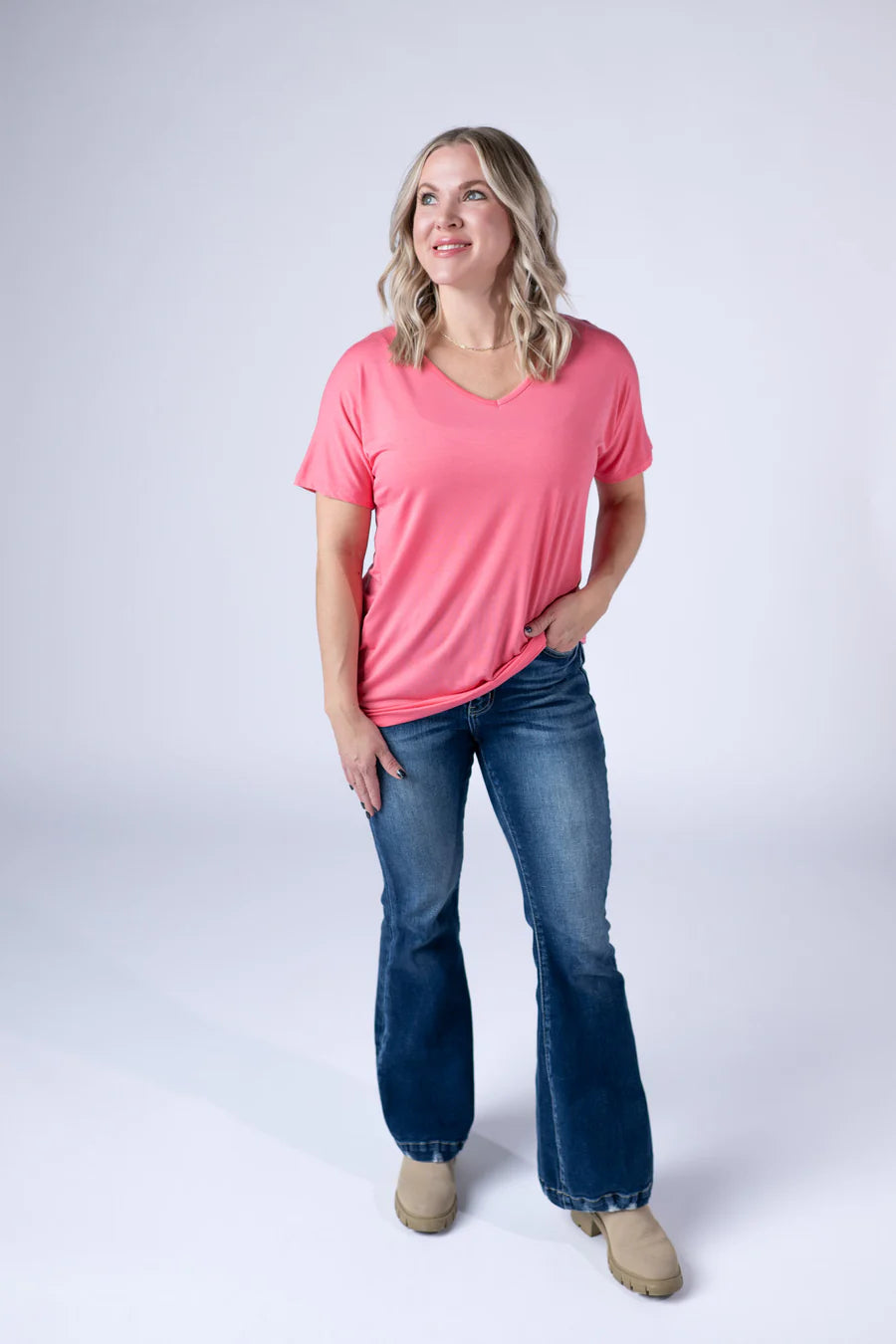 Michelle Mae | Chloe Cozy Tee | Sun Kissed Coral