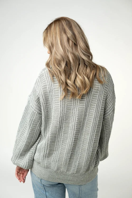 PREORDER  Michelle Mae | Cable Cardigan | Grey - ETA MID AUG