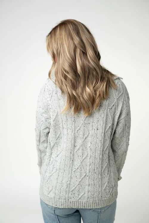 PREORDER  Michelle Mae | Dot Cable Cardigan Jacket | Grey