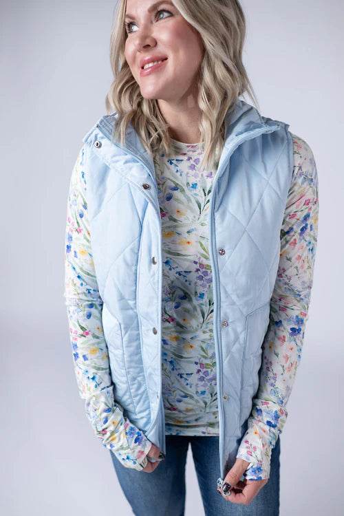 Michelle Mae | Remy Zip Up Vest | Sky Blue