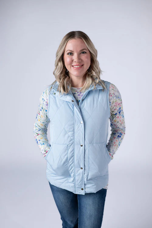 Michelle Mae | Remy Zip Up Vest | Sky Blue