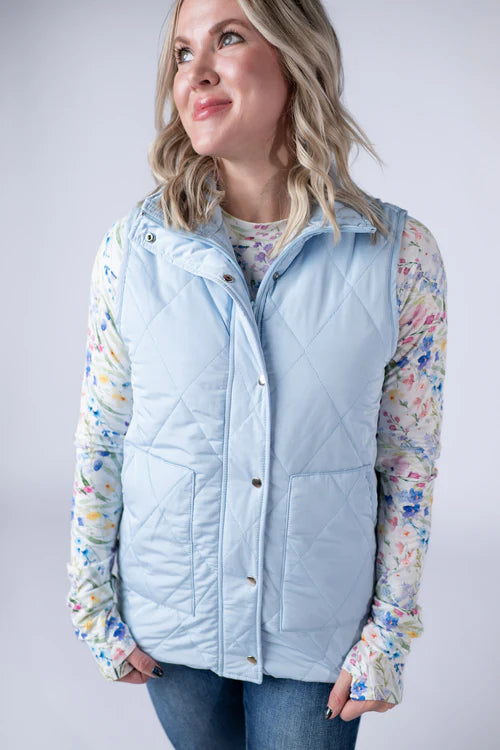 Michelle Mae | Remy Zip Up Vest | Sky Blue