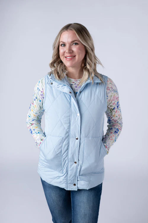 Michelle Mae | Remy Zip Up Vest | Sky Blue