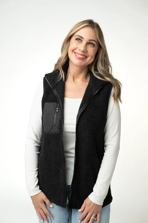 PREORDER  Michelle Mae | Sherpa Vest | Black