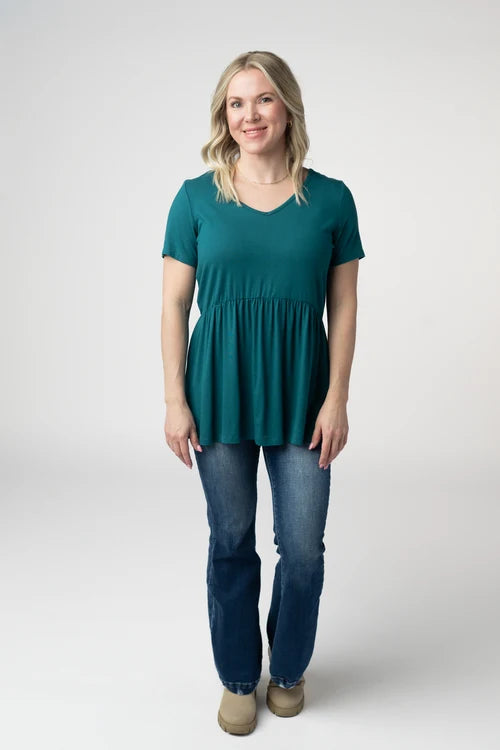 PREORDER  Michelle Mae | Sarah Ruffle Short Sleeve Top | Teal