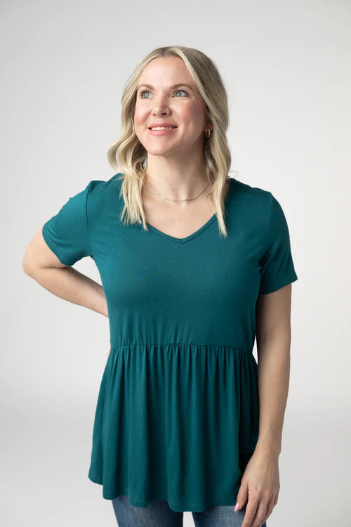 PREORDER  Michelle Mae | Sarah Ruffle Short Sleeve Top | Teal
