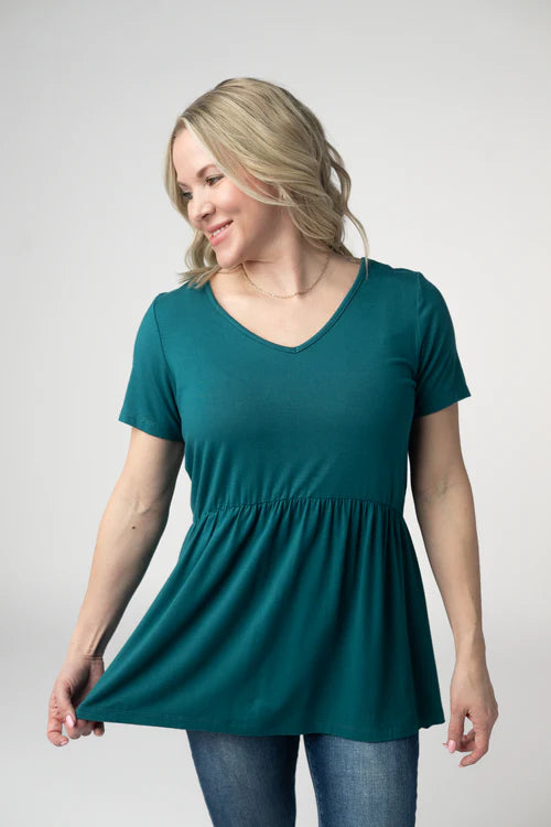 PREORDER  Michelle Mae | Sarah Ruffle Short Sleeve Top | Teal