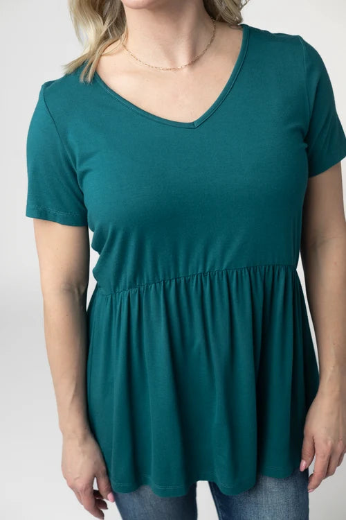 PREORDER  Michelle Mae | Sarah Ruffle Short Sleeve Top | Teal