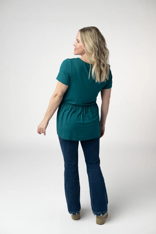 PREORDER  Michelle Mae | Sarah Ruffle Short Sleeve Top | Teal