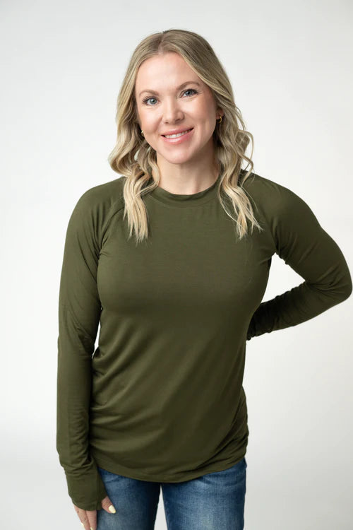PREORDER  Michelle Mae | Blair Long Sleeve Top | Dark Olive