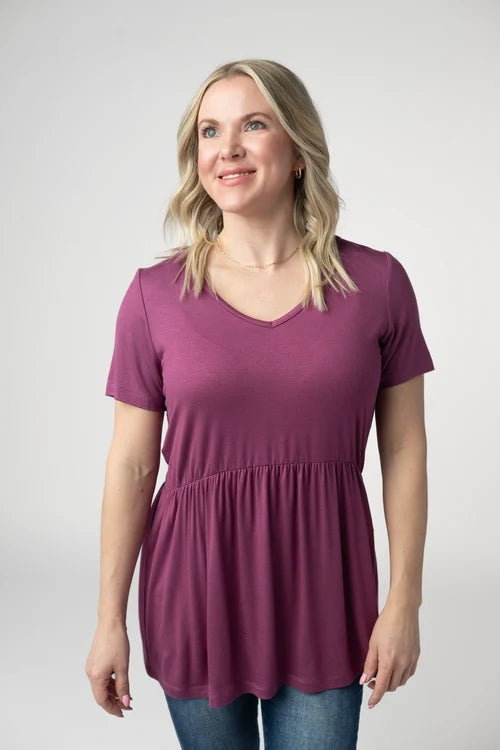 PREORDER  Michelle Mae | Sarah Ruffle Short Sleeve Top | Mulberry