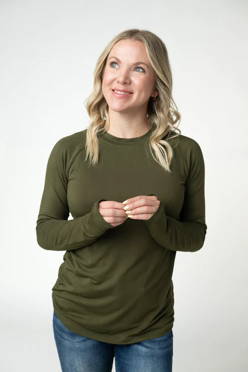 PREORDER  Michelle Mae | Blair Long Sleeve Top | Dark Olive