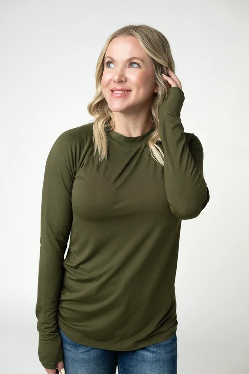PREORDER  Michelle Mae | Blair Long Sleeve Top | Dark Olive